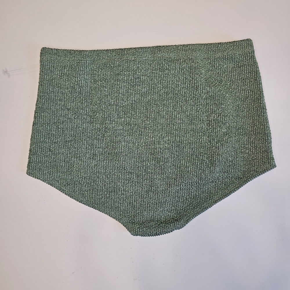 NWT Zara High Rise Metallic Green Briefs Micro Shorts Size L - Picture 4 of 6